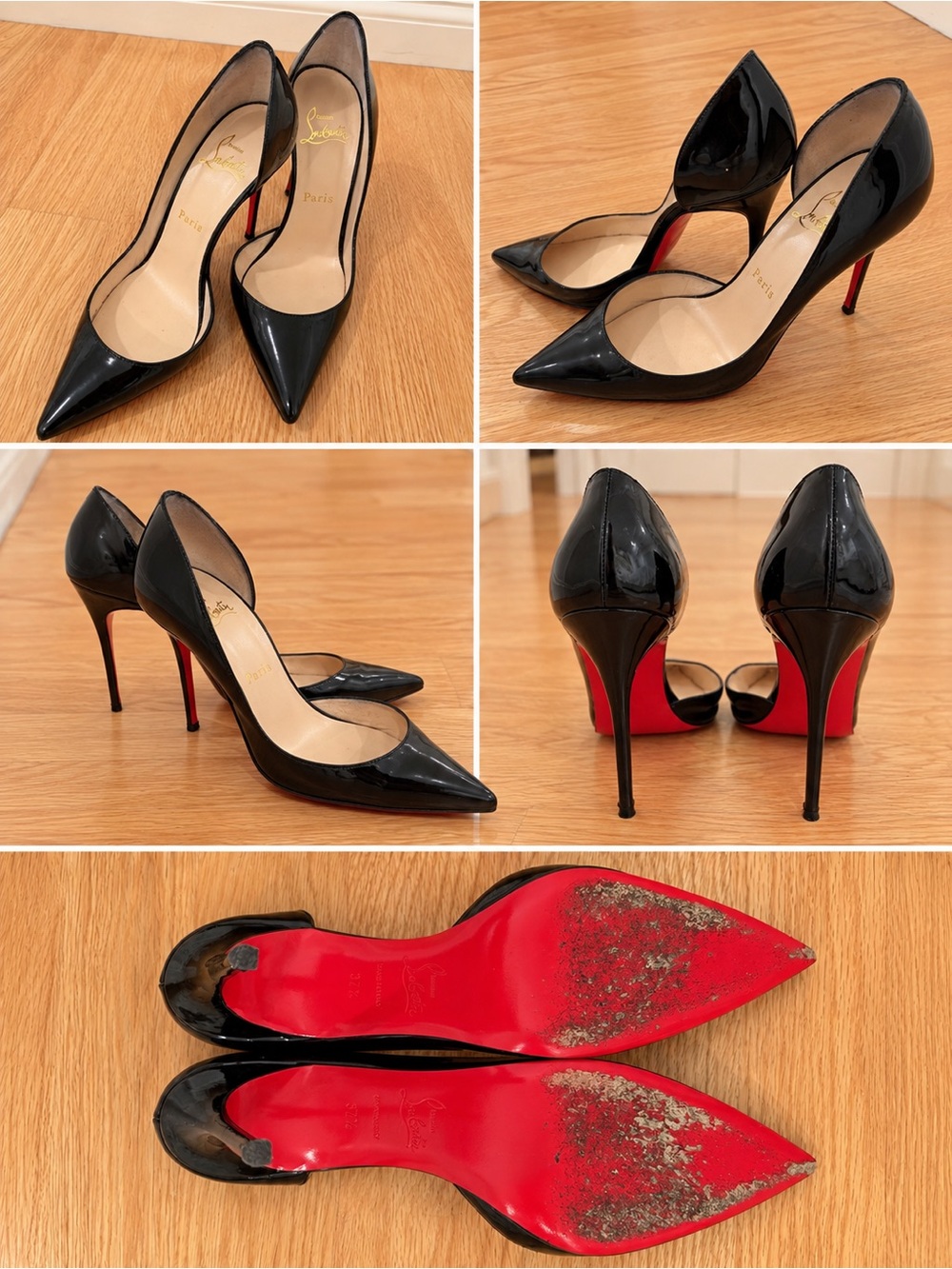 Christian Louboutin Black Patent Stiletto Pumps with Red Soles